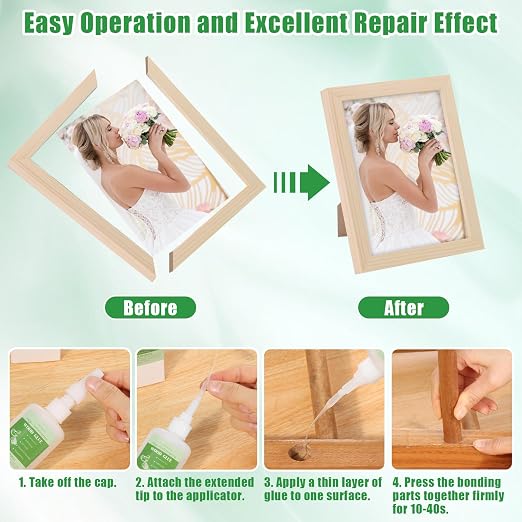 50g Wood Glue Clear- Heavy Duty Wood Glue for Furniture Woodworking, Strong Adhesive Waterproof Super Glue Gel for Wood Crafts