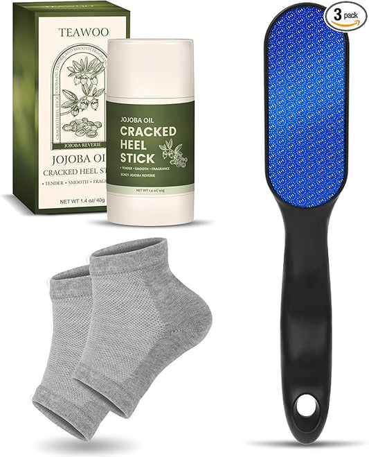 Nano Glass Foot File, Foot Callus Remover & Scrubber for Smooth Feet, Professional Pedicure Tool (Heel Socks & Cracked Heel Stick Included)