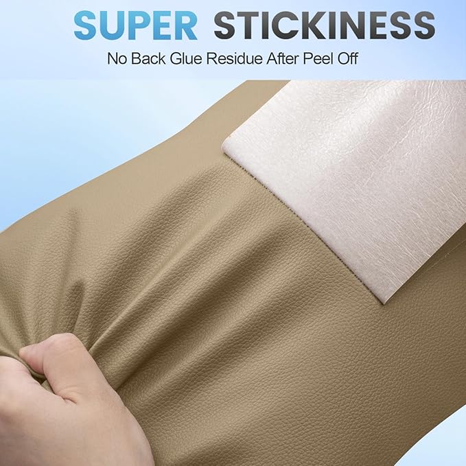 Leather Repair Patch Tape Kit, 16" x 30" Self Adhesive Leather Repair Patch for Furniture, Vinyl Leather Repair Kit for Car Seat, Chairs, Couch, Sofa, Boat Beige