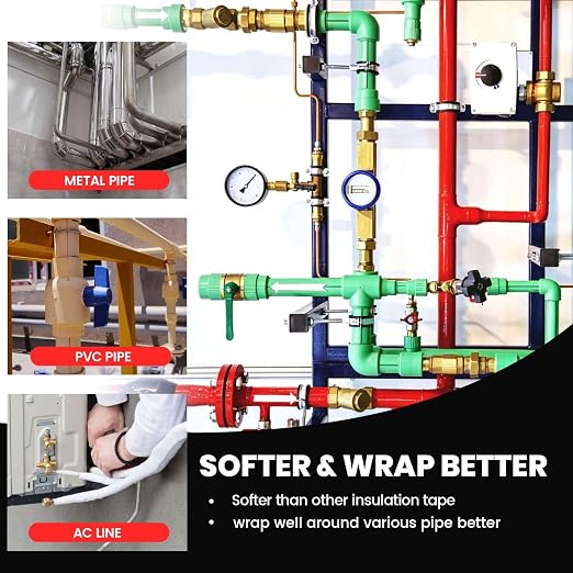 ADHES PVC Pipe Wrap Tape, 2 Inch X 35 Yds, Corrosion Protection Pipe Tape, Weatherproof PVC Tape for Drain Pipe, Metal & Electrical Piping, Underground Pipe, White