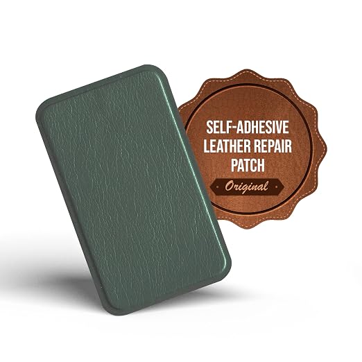 MastaPlasta Premium Leather Repair Patch - Green 4" x 2.4" (10 x 6 cm). Your Instant Stick-On Upholstery-Quality Leather Repair Kit for Couches, Car Interiors, Bags & DIY