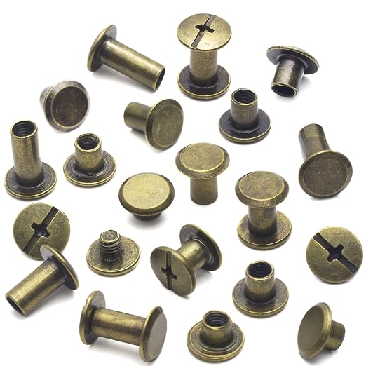 YORANYO 110Sets Chicago Screws Leather Rivets Assorted Screw Rivets Chicago Binding Screws for Decorate and Repair Leather Craft Belt Bag Shoes Purse Bookbinding (Bronze, M5*4,5,6,8,10,12)