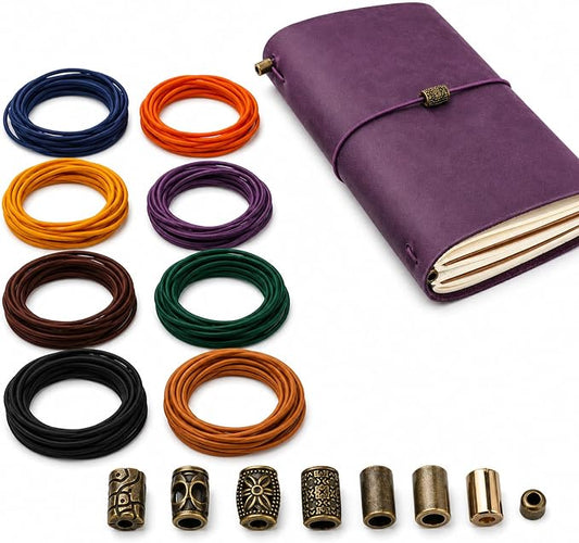 8 pcs Elastic Bands for TN Traveler Notebook,8.8 Yard Elastic Rubber Cords with 8 Decorative Toggles DIY Repair Kit for Refillable Leather Traveler's Journal