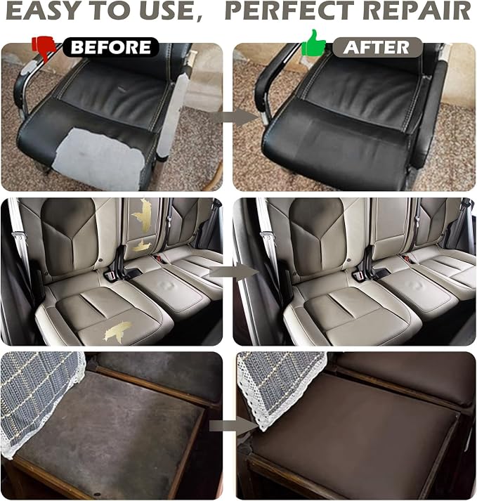 Leather Repair Patch, Self Adhesive Leather Repair, Large Leather Repair Tape for Sofa, Car Seats, Furniture, Cabinets, Chairs, Handbags （Grey, 16X79 inch)