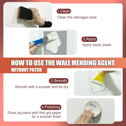 Drywall Repair Kit, 17.6oz Wall Patch Set for Fast Wall Hole Repair | Wall Spackle Repair Paste with Complete Accessories, Drywall Patch Kit, Easy Solution for Wall Hole Filler