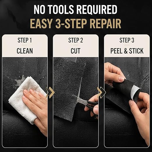 Leather Repair Patch Tape, 19.7 x 53.9 Inch, Self-Adhesive Leather Repair Patch for Furniture, Sofa Seating, Car Seats, Handbag, Waterproof & Durable (White)
