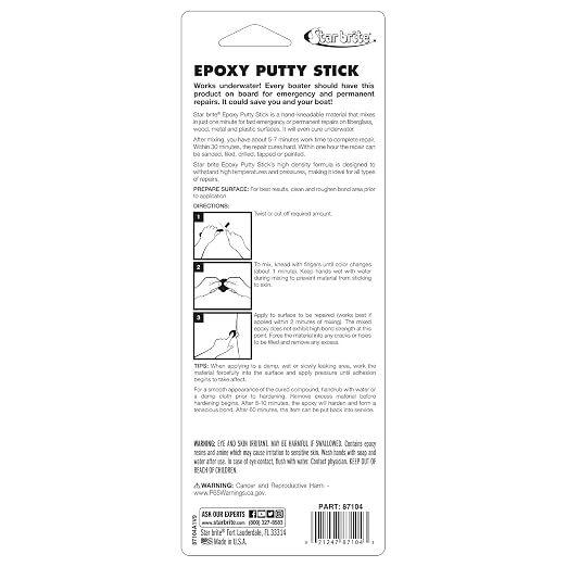 STAR BRITE Epoxy Putty Stick – Quick, Versatile, Permanent Repairs for Boat Hulls, Decks, Pools, Spas, Hot Tubs, and More, Including Use Underwater