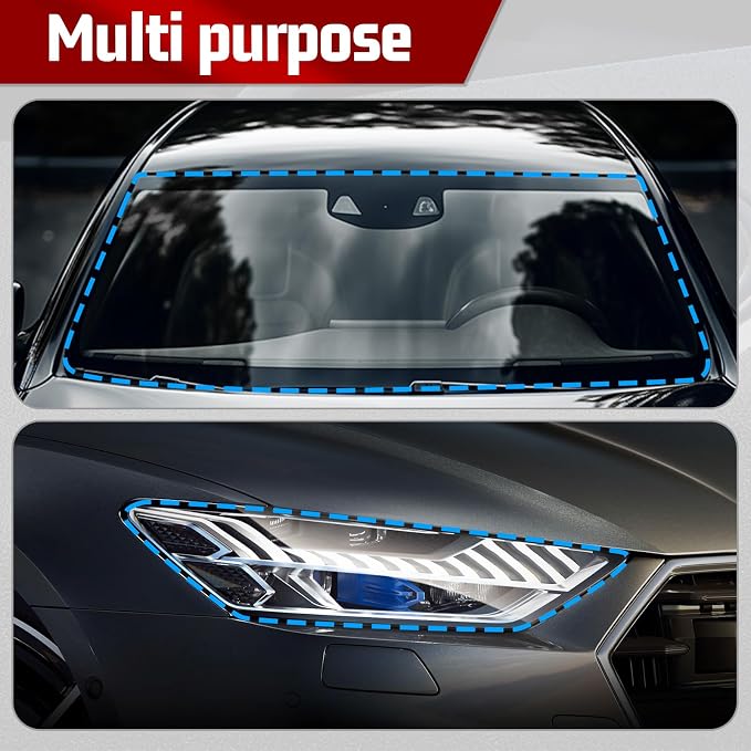 13Ft Headlight Sealant Retrofit Refit Butyl Rubber Glue Reseal for Car Headlamps Window Door Windshield (2 Pieces)