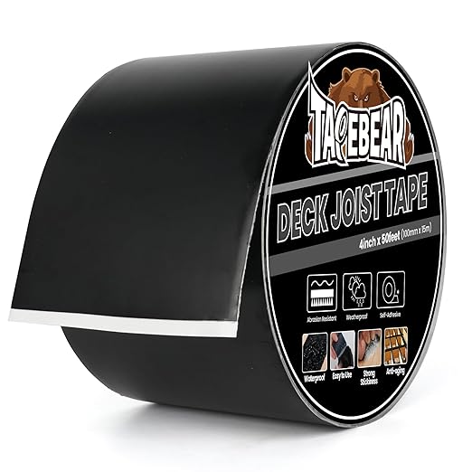 TAPEBEAR Joist Tape 4"×50', Deck Joist Tape Butyl Sealant Joist Flashing Tape for Decking, Waterproof Anti-Corrosion Weather Resistant Tape for Wood Decks Beams Rim, Roof