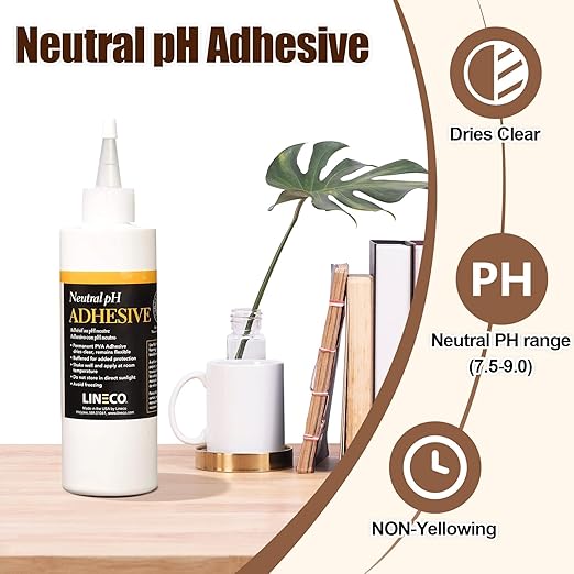 Lineco Neutral pH Adhesive, Acid Free All-Purpose Glue, White, 8 OZ, 2 Pack | Dries Clear, Remains Flexible, Used for Bookbinding and Book Repair, Framing, Collages, Paper Art and Crafts