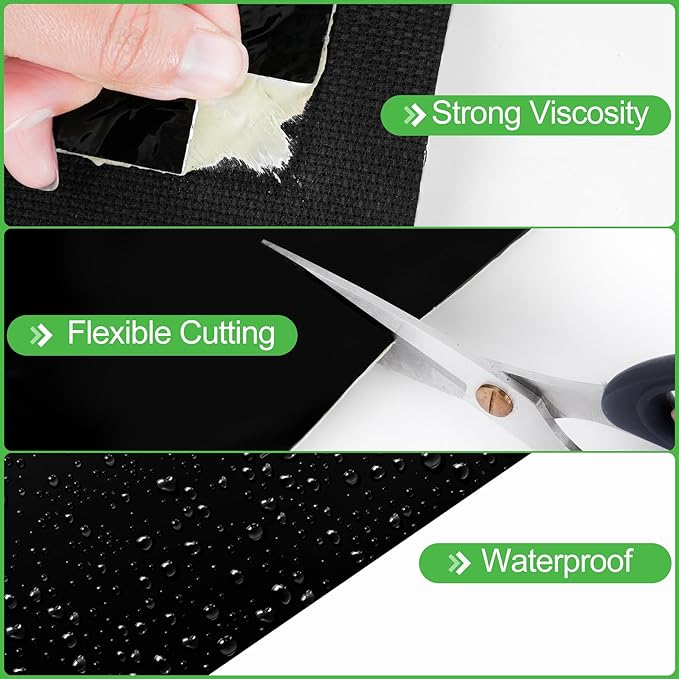 ToLanbbt 2PCS Pond Liner Repair Patch, 8'' x 8'' Self Adhesive Waterproof EPDM Liner Repair Patch Kit Thickened Rubber Pond Seam Peel and Stick Seam Kit for EPDM Garden Cover