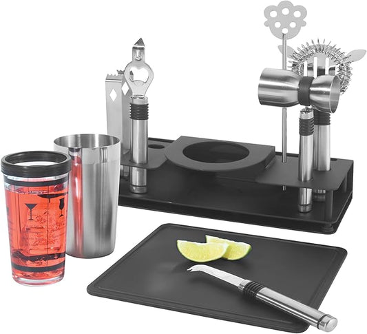 Oggi Pro Stainless-Steel 10-Piece Cocktail Shaker and Bar Tool Set