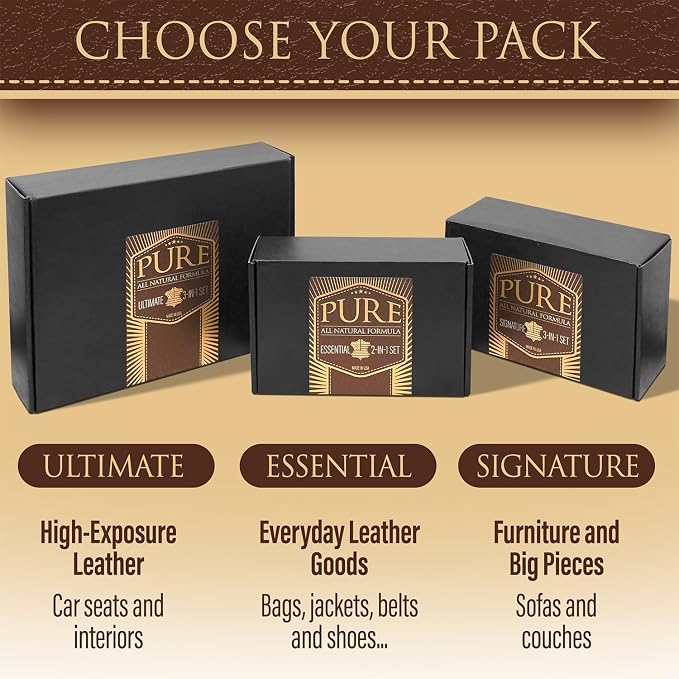 Shop Square Pure Beeswax Leather Care Kit - Natural Cleaner, Conditioner & Detailer for Jackets, Boots, Handbags & Designer Leather - Tea Tree + Beef Tallow Formula - Made in USA