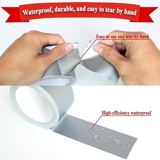 1-Pack Multipurpose Strong Cloth Duct Tape,2IN×22yd Duct Tape Heavy Duty Waterproof Silver Easy Tear, High Adhesion for Indoor/Outdoor Repairs, DIY, Packaging