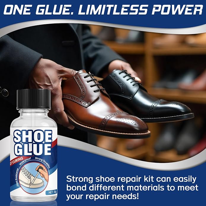 Shoe Sole Glue Repair, Waterproof Shoe Glue for Sole, Leather, Boots, Sneakers, Rubber and Canvas, Clear-Drying Kit