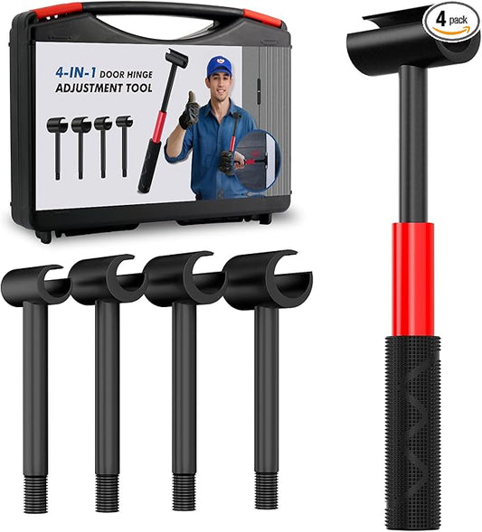4 in 1 Door Hinge Adjustment Tool Upgraded,Hinge Gap Adjusting Wrench,Door Repair Kit for Residential and Commercial,Hinge Wrench Bender Set with Rubber Grip,Cabinet Alignment Fits 14mm-25mm Hinges