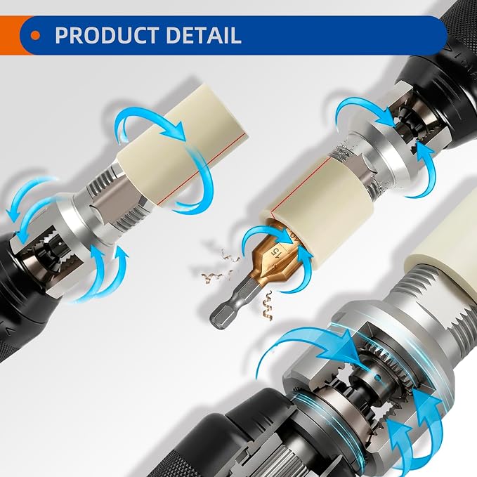 New PPR PVC Pipe Threading and Reaming Tool Kit for Drill, Internal & External Pipe Reaming and Thread Cutting Tool Set for 1/2"(DN15) 3/4"(DN20) PVC Pipe, Plumbing Water Pipe Repair and Maintenance