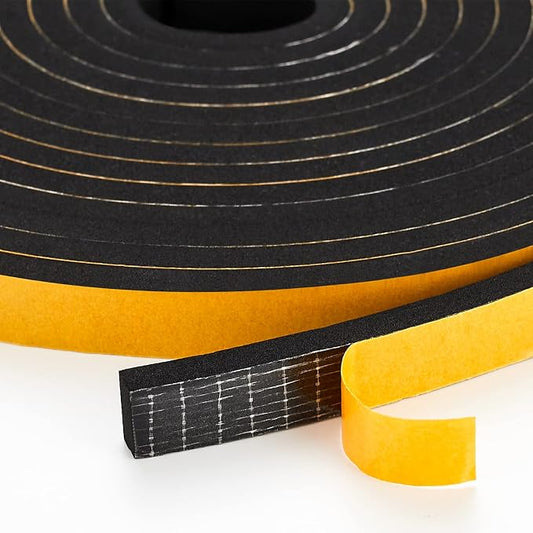 13 Feet Weather Stripping Door Seal, 2" Wide X 1/4" Thick Door Seal Strip High Density Foam Tape Adhesive Strip for Door Soundproofing,Window Insulation (2" x 1/4" x 13FT,Black)