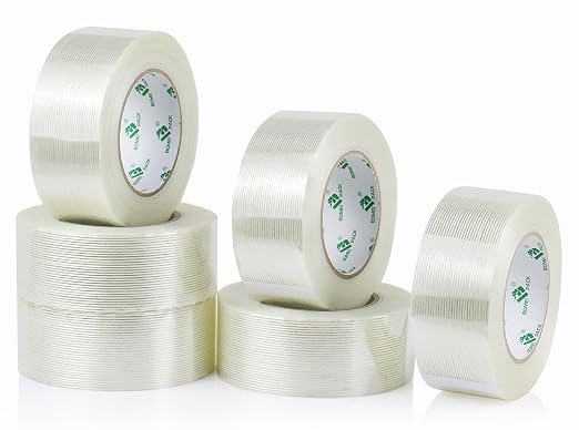 BOMEI PACK 6PACK Reinforced Packing Tape, 5.5Mil 2Inx 55Yds, Heavy Duty Filament Strapping Tape 2inch for Packing Shipping, Moving and Storage, Total 330yds