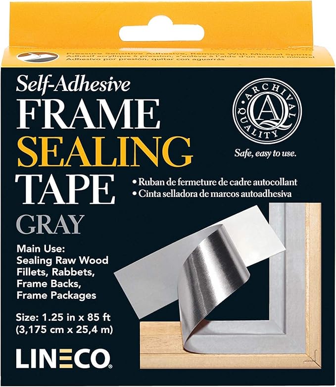 Lineco, Archival Self-Adhesive Frame Sealing Tape, Acid-Free, Non-yellowing Tape for Sealing Frame Backing, DIY, Gray, 1.25 Inch x 85 Feet, Pack of 1 | Acid-Free, Non-Yellowing, for Seal Framing Backing, DIY, Crafts