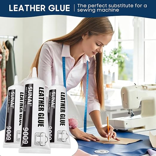 SUNAI Leather Glue, 3.04oz Permanent Leather Adhesive, Flexible, Non-Toxic, Clear Drying, Waterproof, Ideal for Repair Purses, Car Seats, Bags, Belts & Furniture