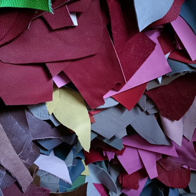 Leather Scraps, 0.8-1.4mm (2-3.5oz) Thick Genuine Cowhide Scraps, Leather Scrap for Tools/Crafts/DIY, Mixed Colors,Leather for Crafting(Thin,500 Grams)