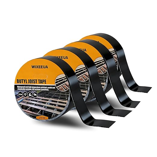 Deck Tape Joist 2 inch, Butyl Joist Tape for Decking 2''×50', Weather-Resistant and Waterproof Sealing Tape for Wood Decks Beams Roof, 4 Rolls(200FT Total)