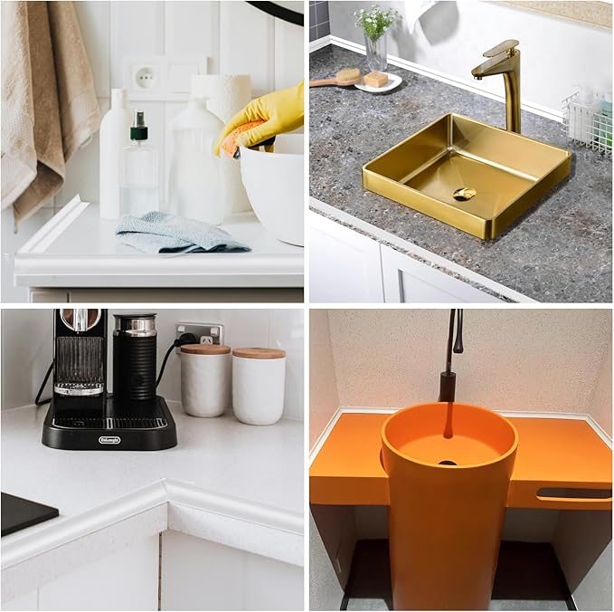 78 Inch Shower Threshold Water Dam, Silicone Barrier Shower Door Bottom Seal Strip, Self Adhesive Waterproof Barrier, for Kitchen Countertop Sink, Cooktop, Bathroom（Semitransparent）