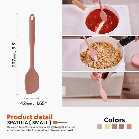 Platinum Silicone Spatula – BPA Free Silicone Spatula for Cooking – Heat Resistant Cooking Utensils for Non Stick Pans – One-Piece Spoonula for Baking, Mixing & More – Kitchen Scraper 9.3” Dry Rose
