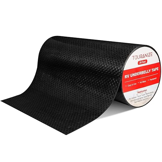 RV Underbelly Material RV Underbelly Tape, 8'' x 20' Waterproof Flex Belly Tape with Permanent Sealing Adhesive for Mobile Home, Camper Travel Trailer, Tear Repair Patch, Black