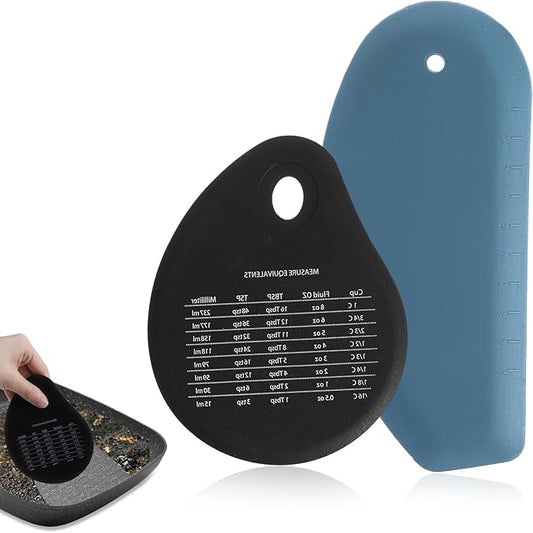 Dough Scraper Tool, 2Pcs Silicone Bowl Scraper Curved Edge Flexible Kitchen Pastry Scrapers for Bread, Cake, Batter, Cheese, Cream, Honey, Jam(Blue, Black)