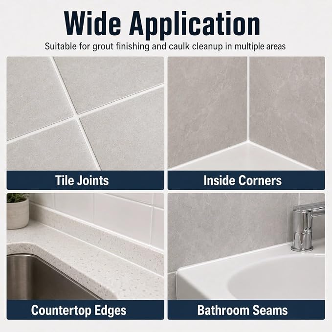 2 Sets Stainless Steel Caulking Tool Kit, Grout Finishing Tools for Tile Joints, Corners, Edges and Bathroom Seams, Reusable Caulk Removal and Smoothing Tools for Kitchen Bathroom Floor