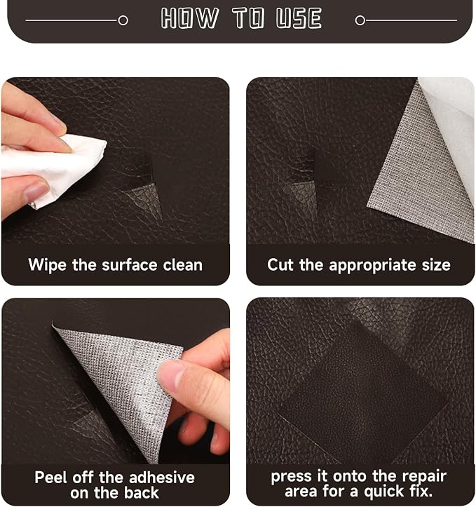 Leather Repair Patch, Self Adhesive Leather Repair, Large Leather Repair Tape for Sofa, Car Seats, Furniture, Cabinets, Chairs, Handbags （Dark Coffee, 16X157 inch
