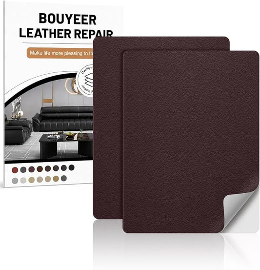 Leather Repair Patch Tape Kit,Self Adhesive Leather Repair for Sofa，Car Seat,Office Chair,Furniture,Jacket,Waterproof Strong Adhesive Vinyl Repair Kit. 8 in x 11 in,Dark Brown