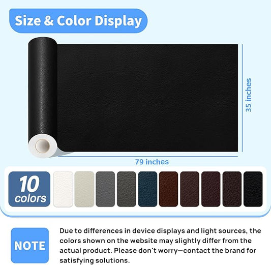 Kangshoon Leather Repair Patches, 35X79 Inch Self-Adhesive Leather Repair Tape, Stretch Vinyl Repair Kit for Couch Furniture Sofas Car Seats (Dark Brown, 35X79 Inch)