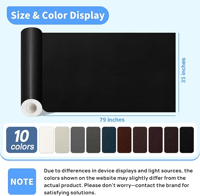 Kangshoon Leather Repair Patches, 35X79 Inch Self-Adhesive Leather Repair Tape, Stretch Vinyl Repair Kit for Couch Furniture Sofas Car Seats (Coffee, 35X79 Inch)