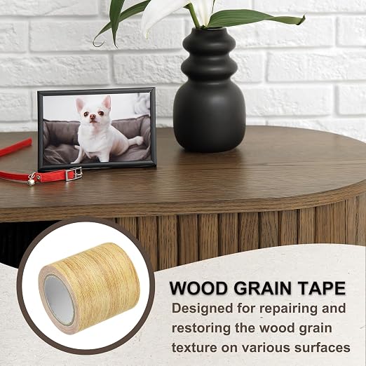 PATIKIL Wood Grain Tape 2.2" x 15 Ft, Self-Adhesive Wood Texture Repair Tape Realistic Wood Effect Contact Paper Patch for Furniture Cabinets Floor Walls Home Decoration, Yellow Oak