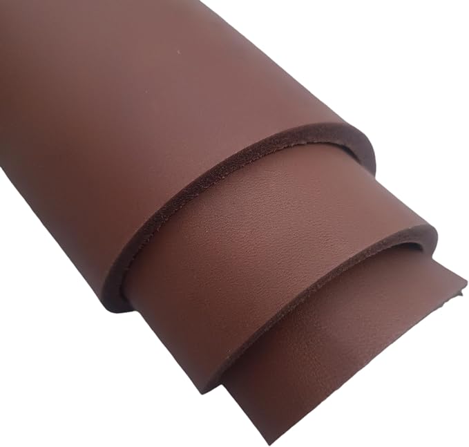 Full Grain Leather Sheet, 4-5mm Thick, Brown Leather, Vegetable Tanned Leather for Crafting, Tooling, Sheath Making (Brown 6 x 12 inches)