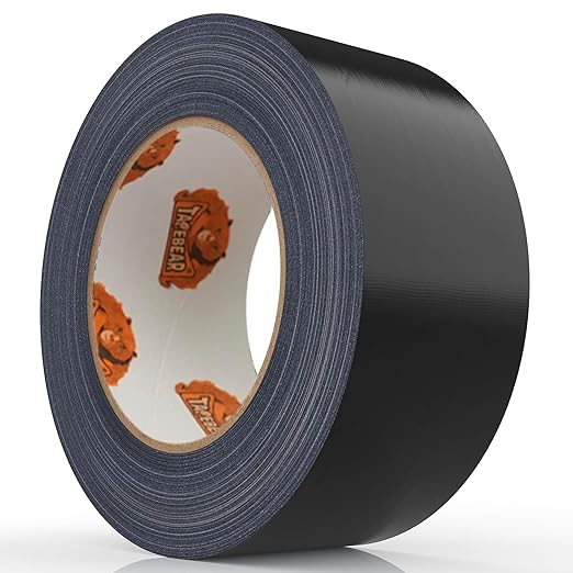 TAPEBEAR Black Duct Tape Heavy Duty 1.88" x 90FT, Strong Tough Utility Ducting Tape Waterproof, No Residue, Flexible, Hand Tear Binding Tape Industrial Strength for Bundle, Patch, Protect & Repair