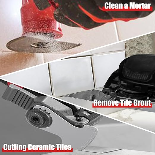 3 Pcs Diamond Oscillating Tool Blades, Professional Multi-tool Blades Kit for Grout Removal, Concrete, Bricks and Tiles