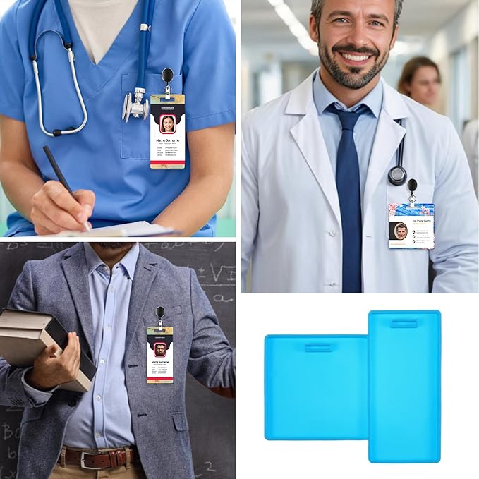 Mabor Silicone Badge Reel Molds for Resin, Badge Buddy Mold Kit for Epoxy Resin DIY Craft Personalized ID Office Work Cards Making, Square & Rectangular(1)