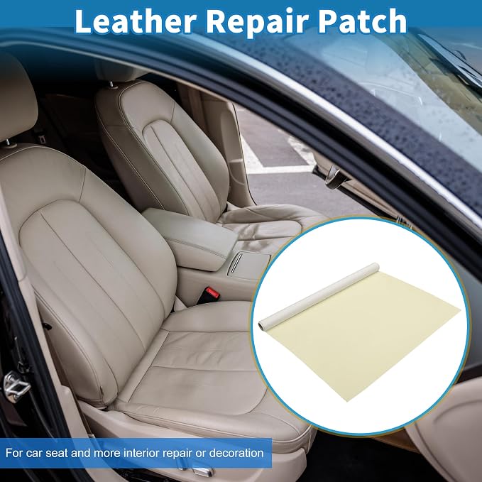 Self Adhesive Leather Repair Patch Strong Stickiness 19.6"x39" Leather Repair Tape PVC Faux Leather Beige Yellow 1 Pcs