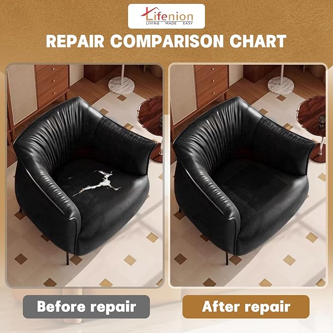 Leather Repair Patch, 17X79 Inch Self Adhesive Leather Repair Tape, Large Vinyl Patch Kit for Couches, Sofa, Furniture, Car Seats, Office Chairs, Cabinets, Handbags（Black, 17X79 Inch）