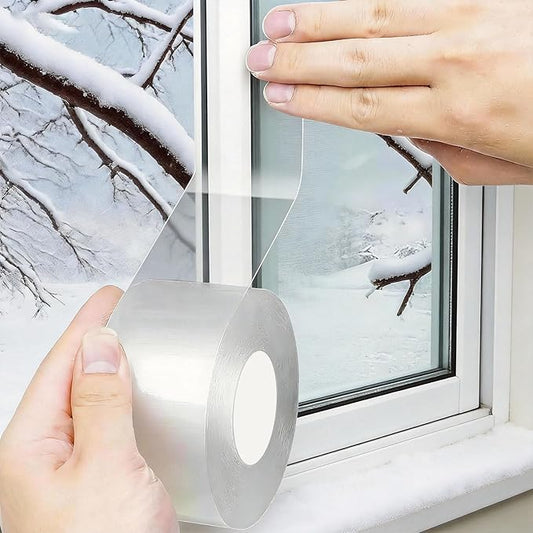 Transparent Window Weather Sealing Tape 2 Inch x 33 FT Weather Stripping Residue-Free Clear Window Insulation Caulk for Shower Glass Gaps and Clear Tape Doors Windows Windproof