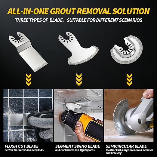 6PCS Diamond Oscillating Tool Blades, Grout Removal Blade for Oscillating Multi Tool, Cutting Mortar Tile Concrete Masonry, Fit DeWalt Milwaukee Ryobi and More