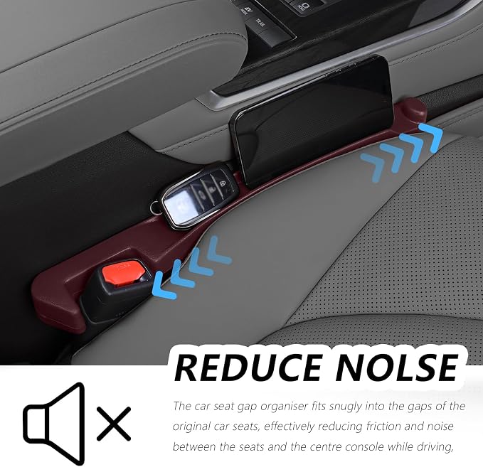 3 in 1 Car Seat Gap Filler Organizer,2PCS Multifunctional Car Seat Gap Plug with Storage Slot & Hook Function,Anti-Drop Cars Gaps Seats Filler Cars Clutter Catcher for SUVs Truck (Red)