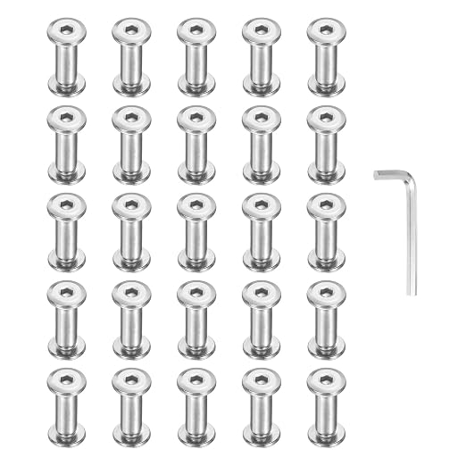 PATIKIL M5x5mm Hex Chicago Screws 6x16mm, 20Pcs 304 Stainless Steel Metric Hex Drive Socket Cap Binding Post Screw Posts for Scrapbook Leather Belt Album Furniture Repair, Silver