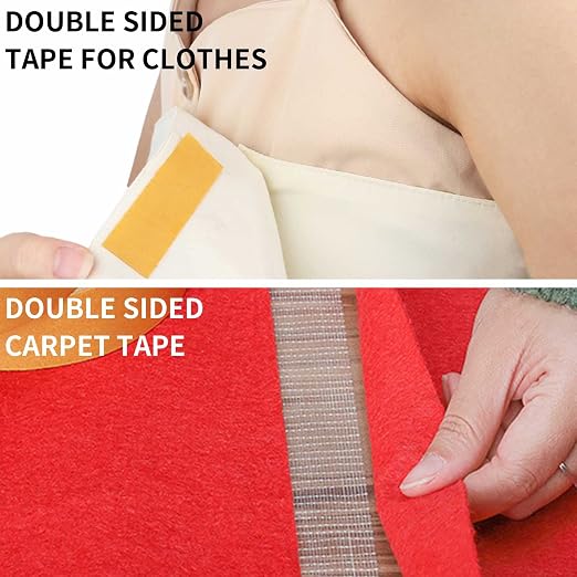 Birllaid Fabric Tape Multifunctional Double Sided Tape,Clear Tape for Clothes,Double Stick Carpet Tape Heavy Duty 1inchx33FT10m High Stickness Strong 2 Sided Tape