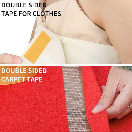 Birllaid Fabric Tape Multifunctional Double Sided Tape,Clear Tape for Clothes,Double Stick Carpet Tape Heavy Duty 1inchx66FT 20m High Stickness Strong 2 Sided Tape