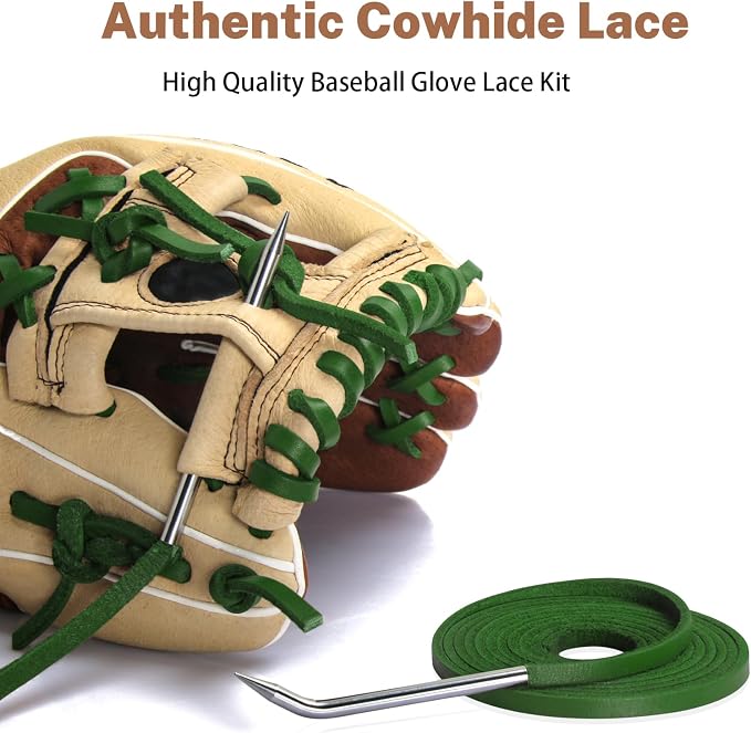 Softball Baseball Glove Lace, Mitt Lace Repair Kit Includes 2 Leather Laces and Lacing Needle for Catcher's Glove